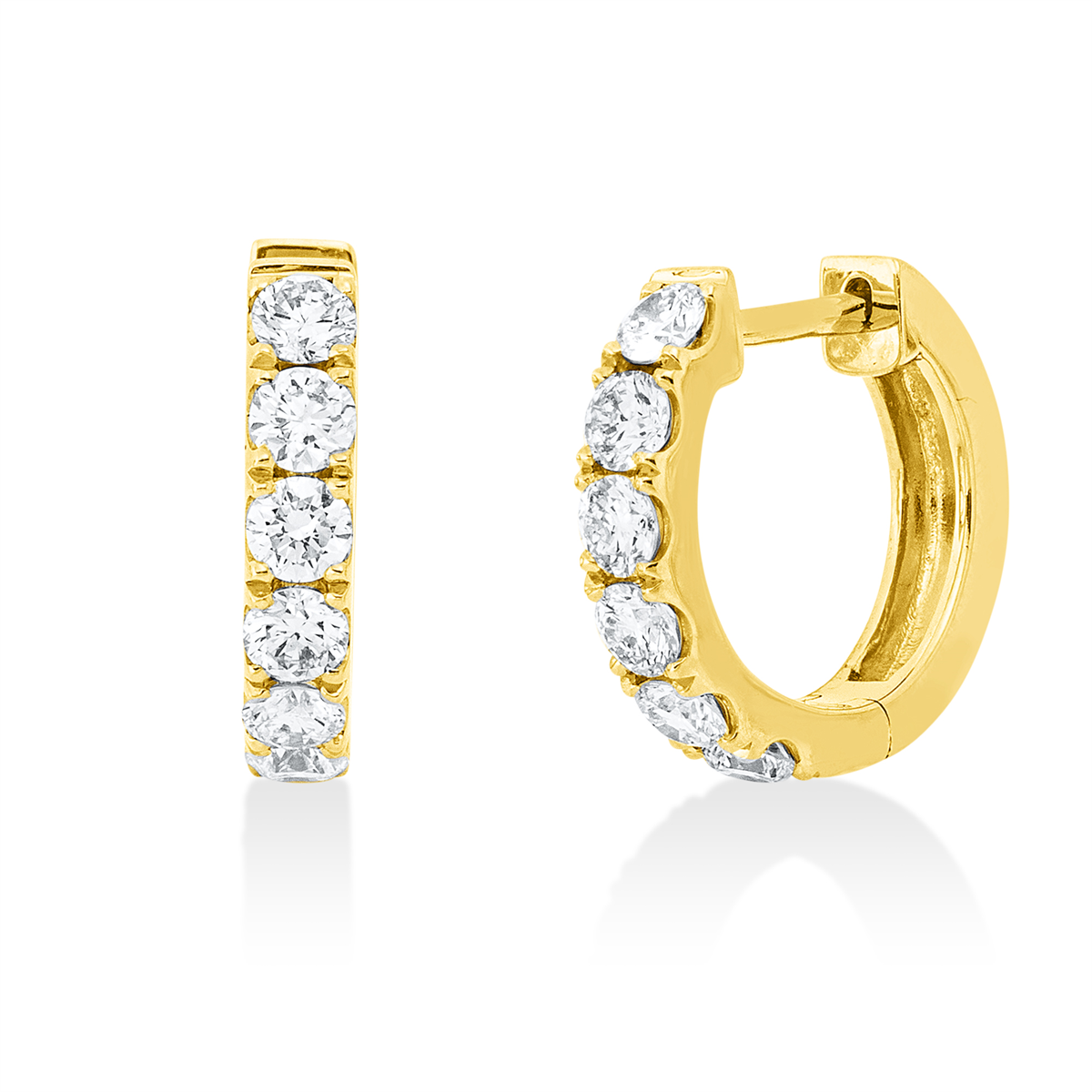 diamond full cut modern woman hoops & huggies in yellow gold
