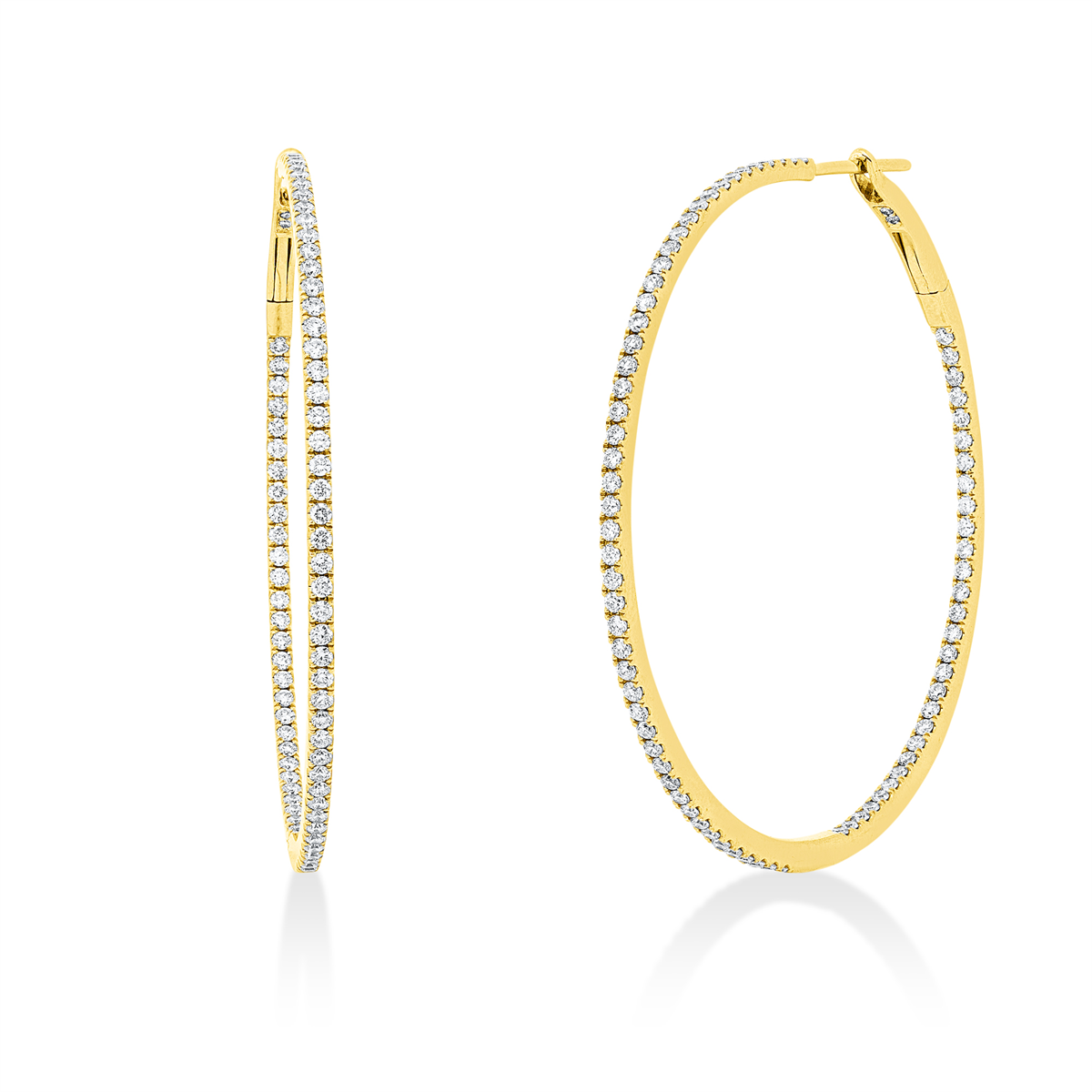 diamond full cut modern woman hoops & huggies in yellow gold