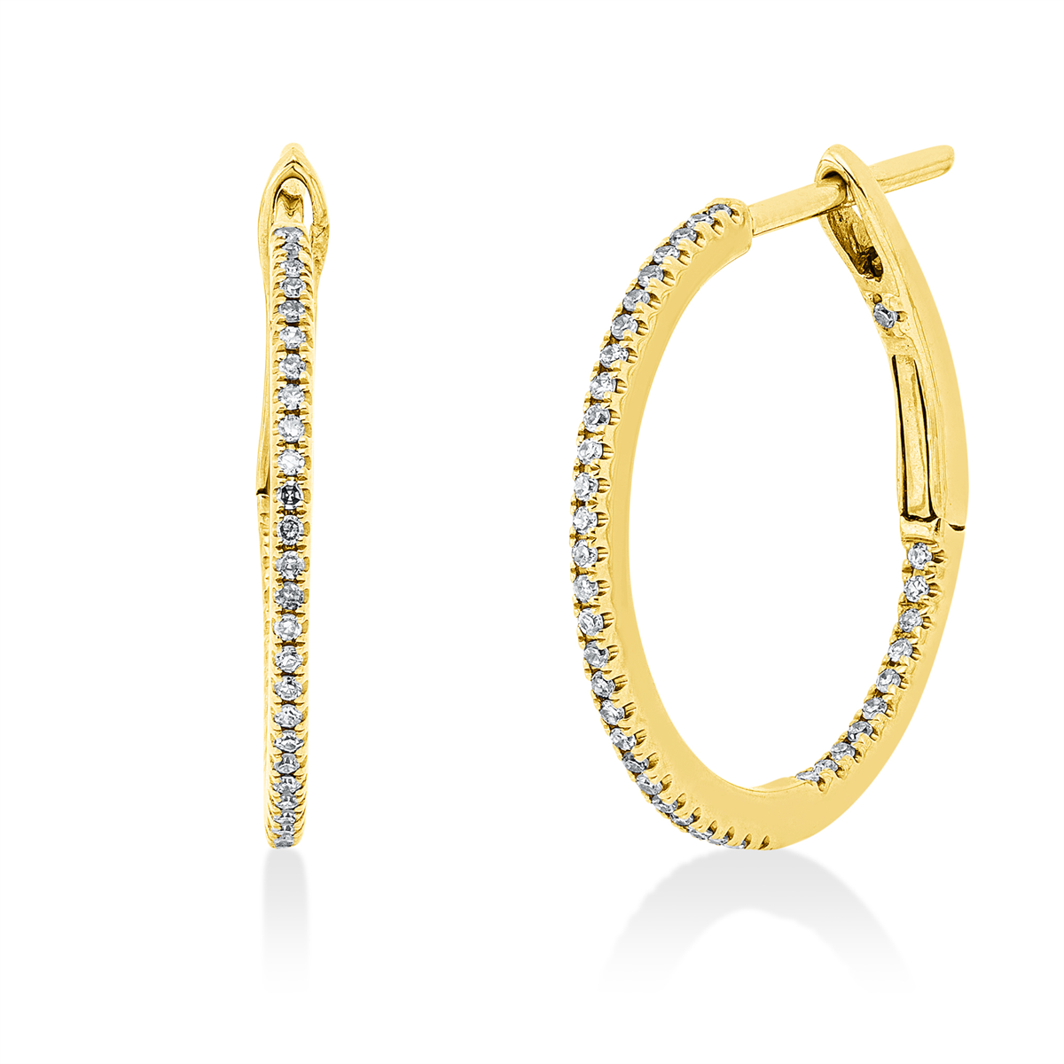 diamond single cut modern woman hoops & huggies in red gold