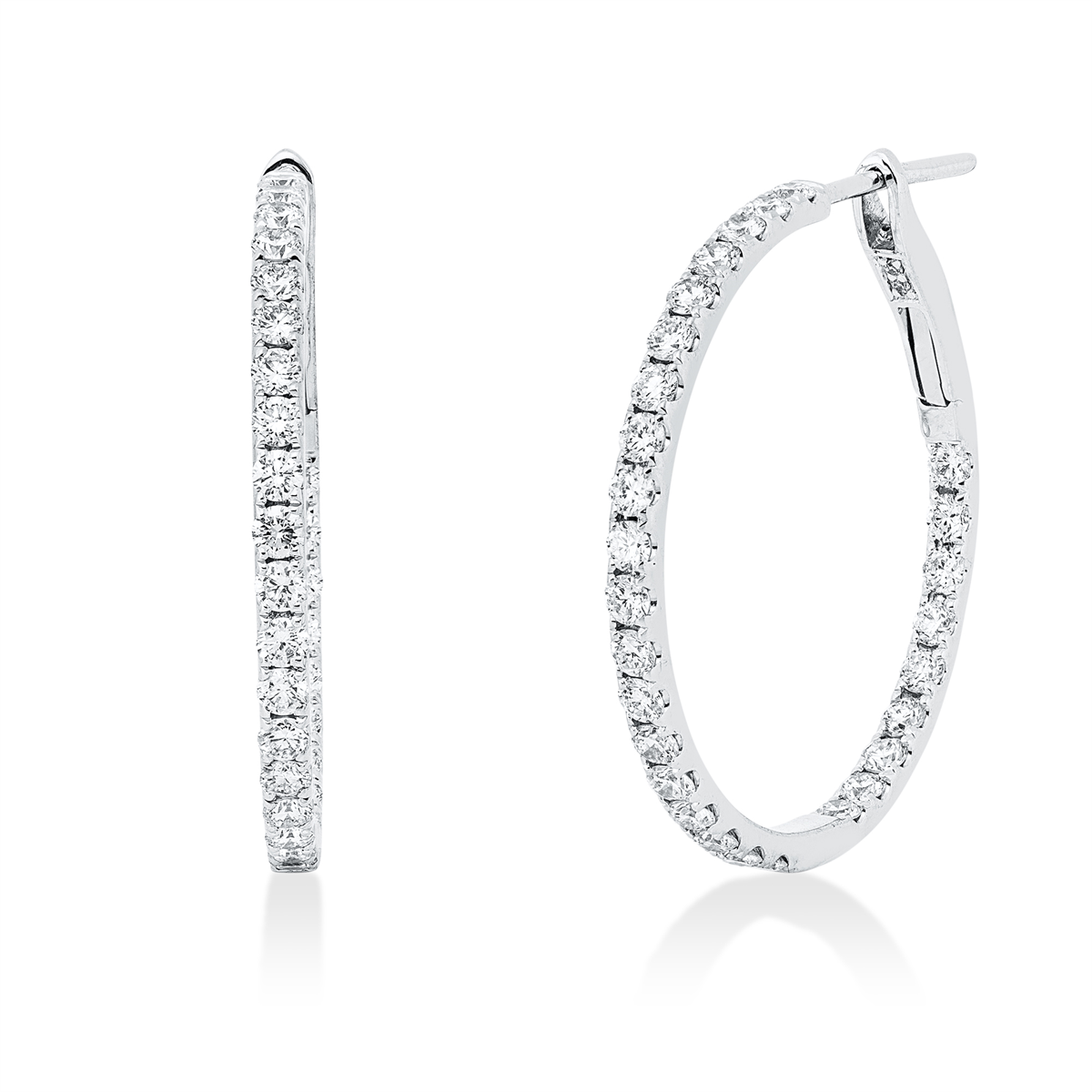 diamond full cut modern woman hoops & huggies in white gold