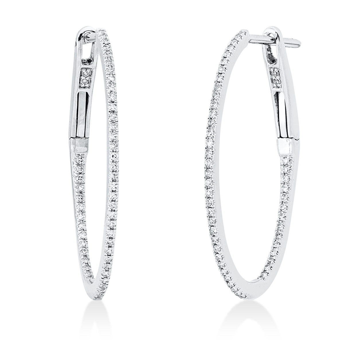 diamond single cut modern woman hoops & huggies in white gold