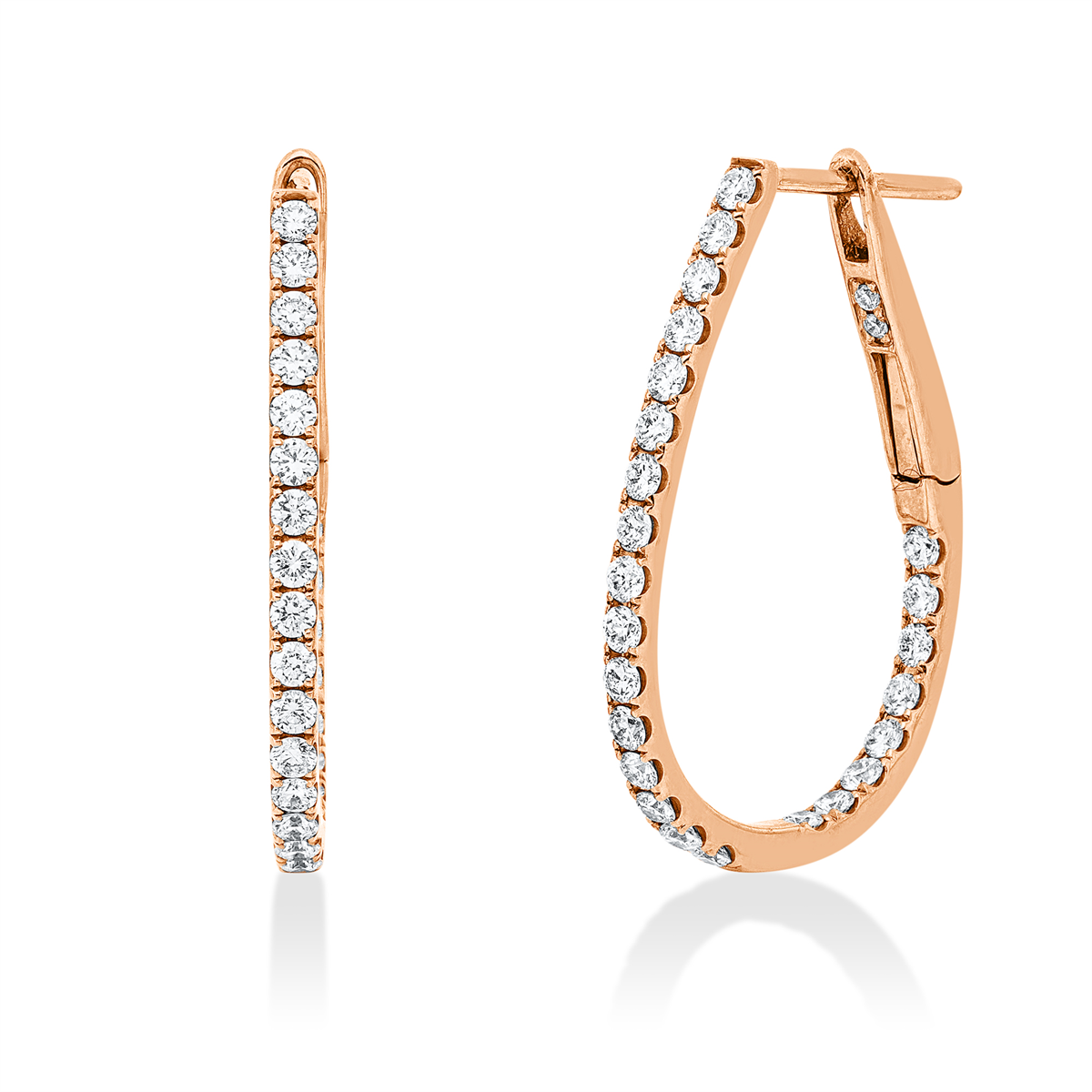 diamond full cut modern woman hoops & huggies in red gold