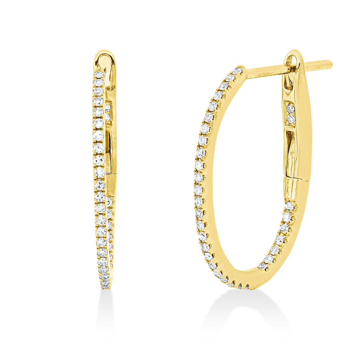 diamond single cut modern woman hoops & huggies in yellow gold