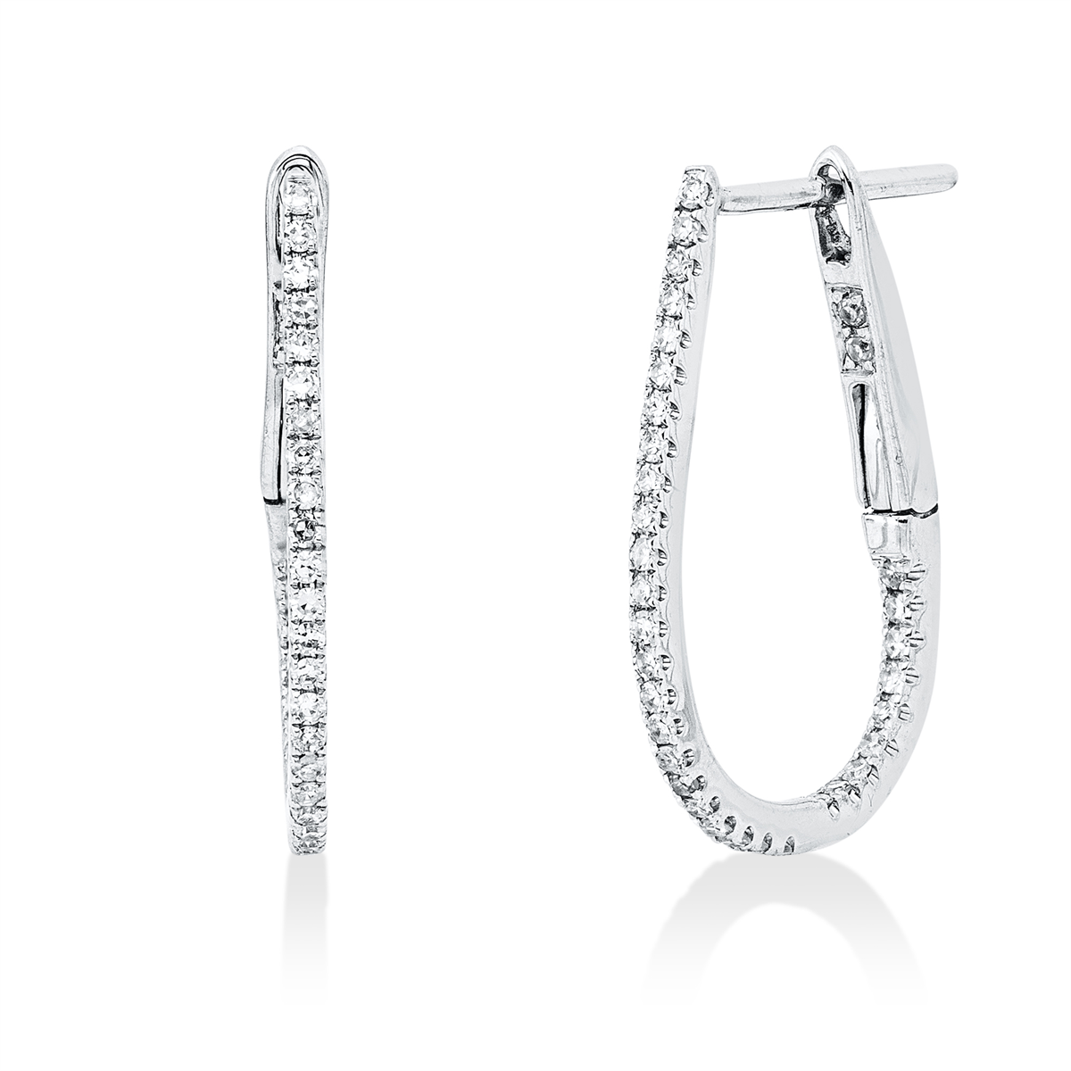 diamond single cut modern woman hoops & huggies in white gold