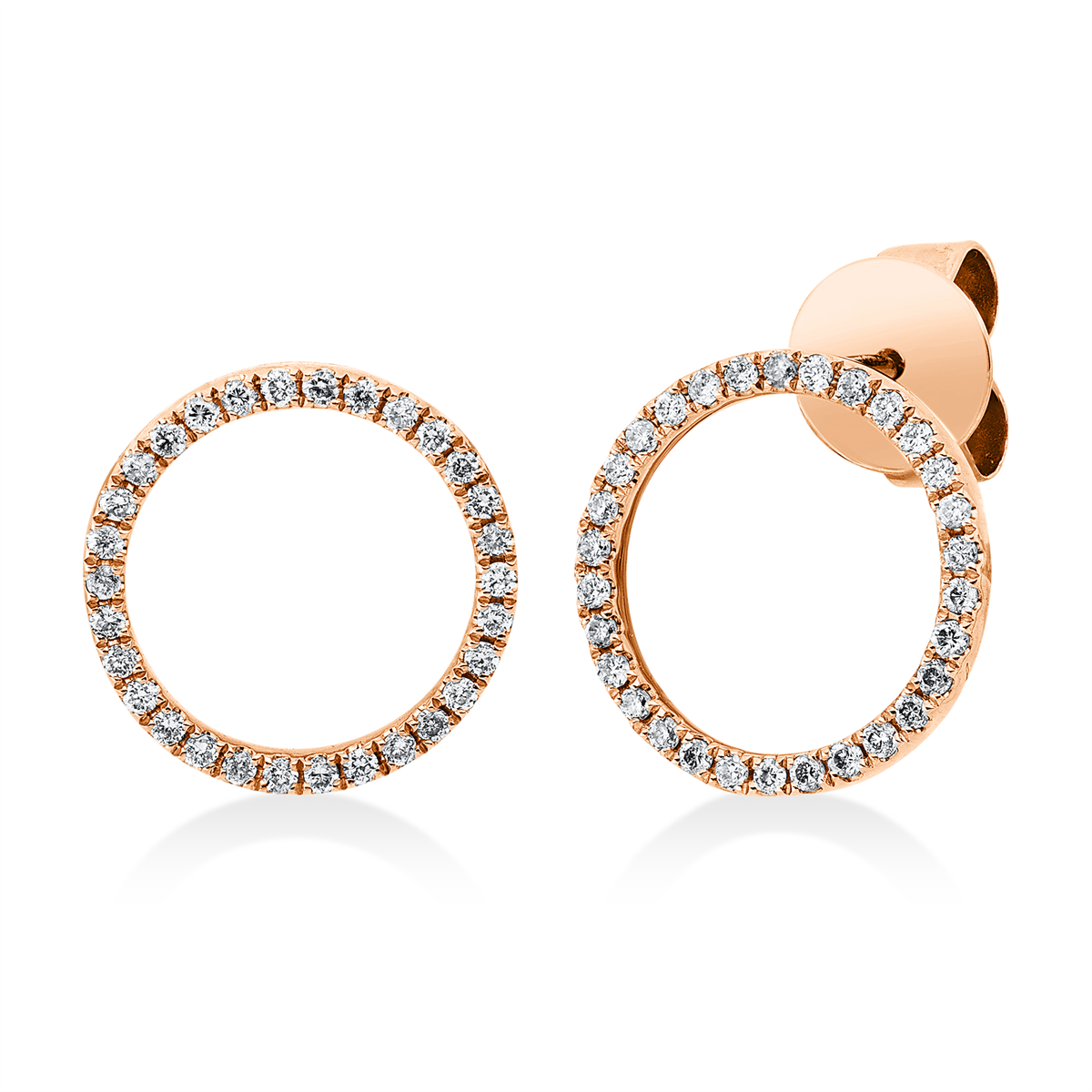 diamond full cut modern woman studs in red gold