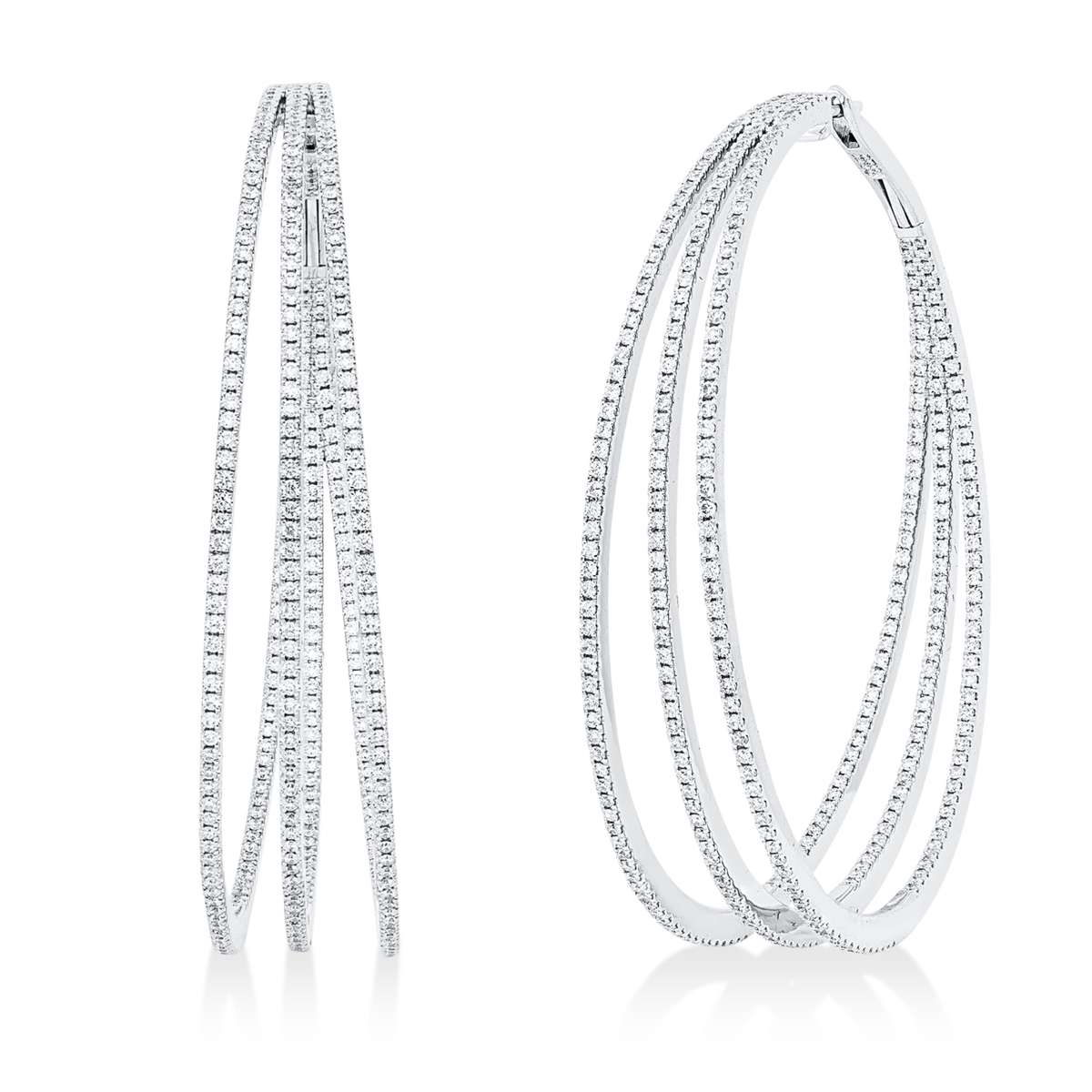 diamond full cut exclusive hoops & huggies in white gold