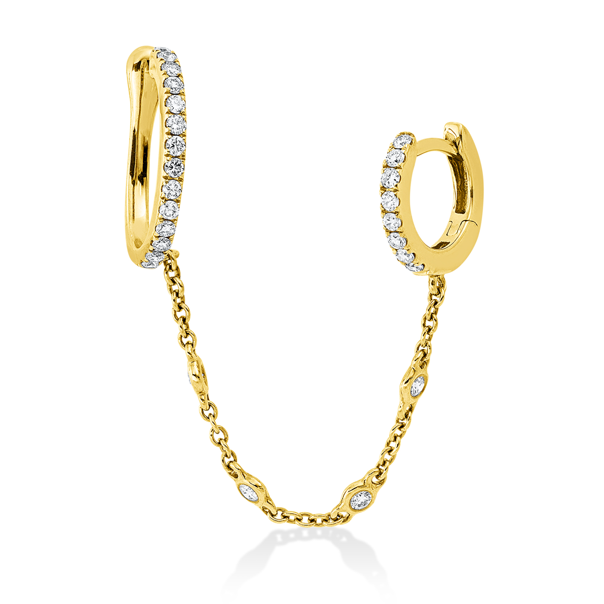diamond full cut modern woman earrings in yellow gold