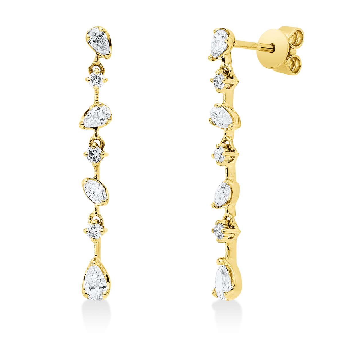 diamond full cut modern woman earrings in yellow gold