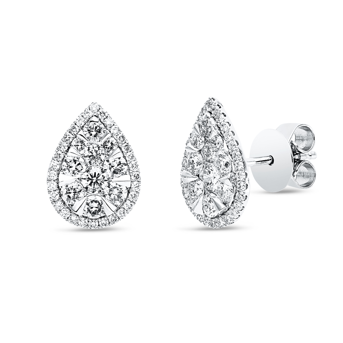 diamond full cut illusion classic studs in white gold platinum 950
