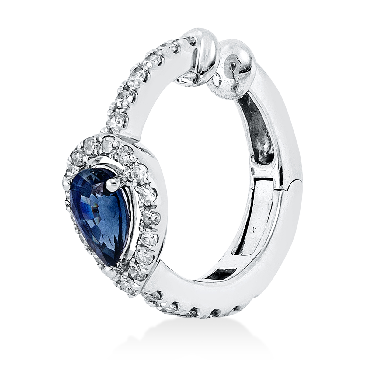 diamond single cut sapphire colored stone classic earrings in white gold
