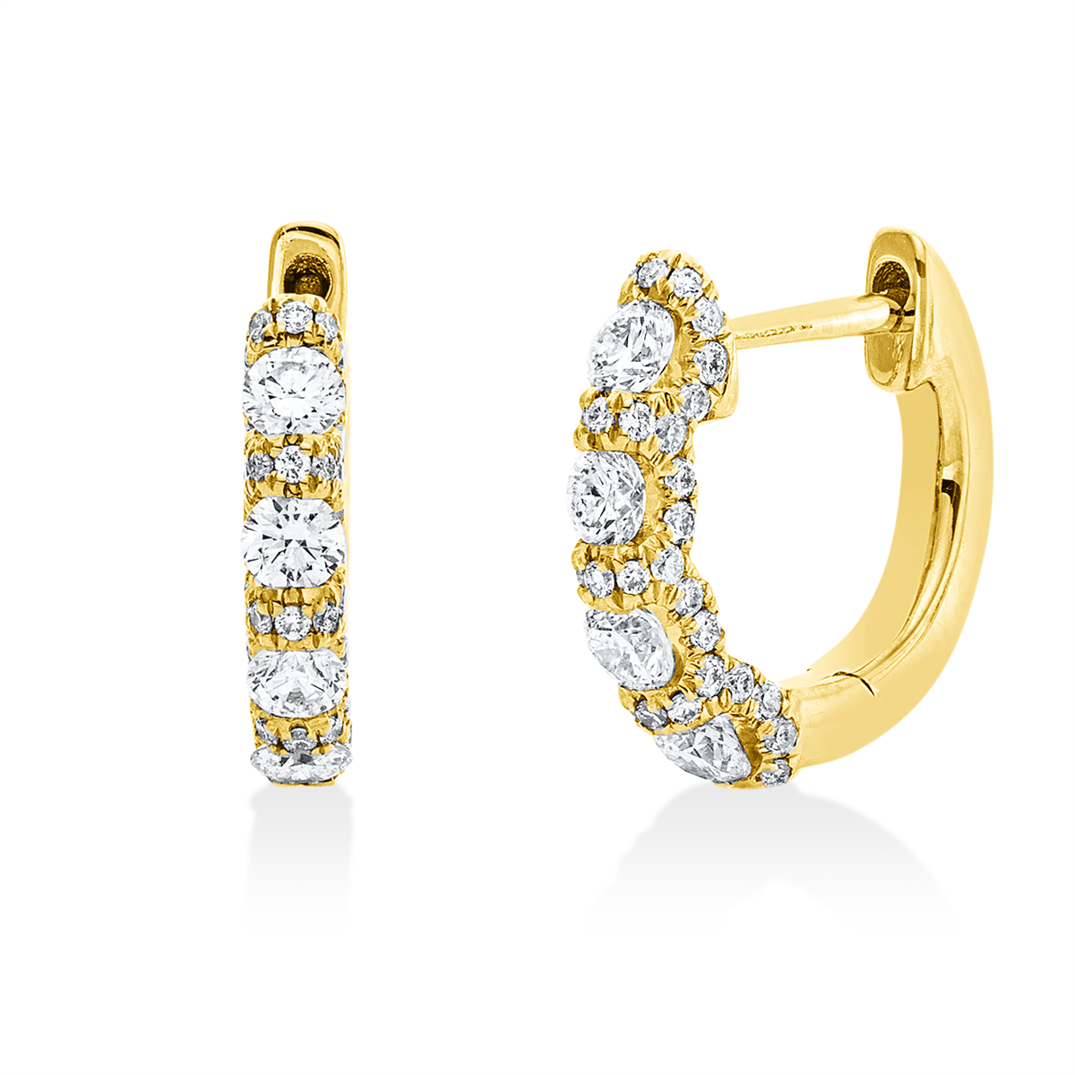diamond full cut multi-stone hoops & huggies in yellow gold