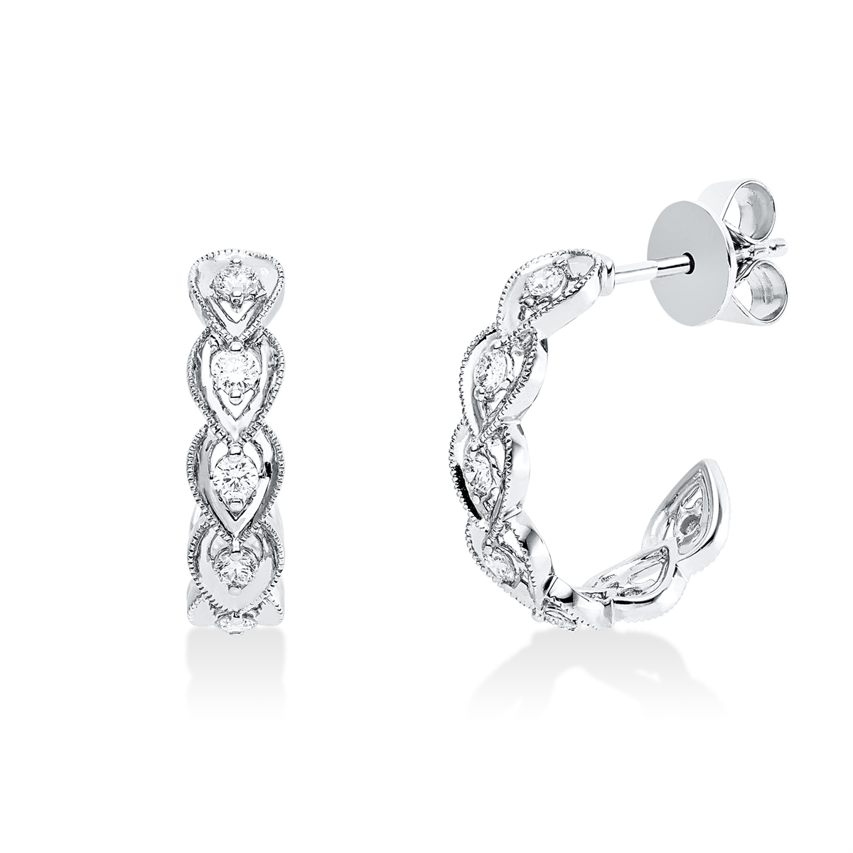 diamond full cut modern woman studs in white gold
