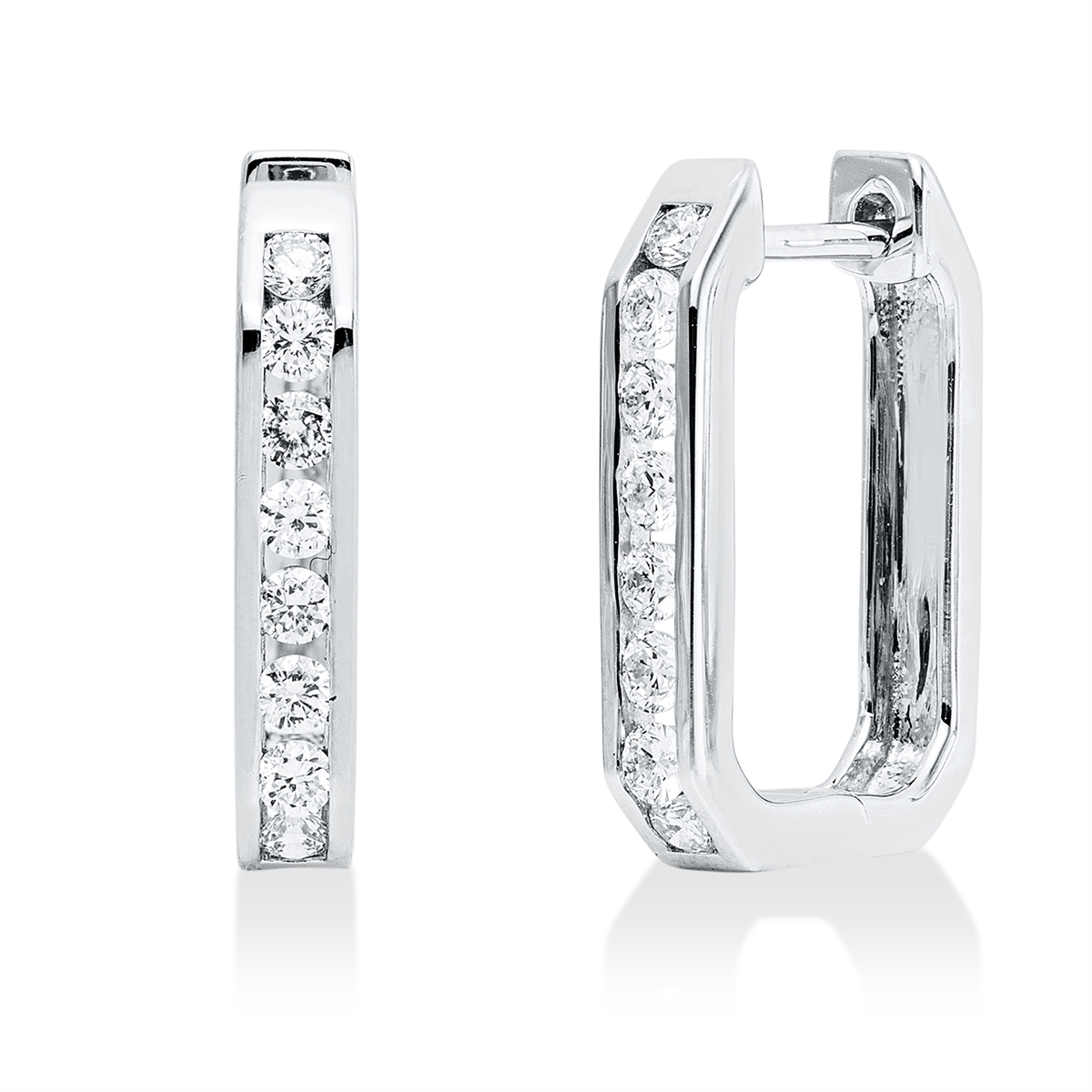 diamond full cut multi-stone hoops & huggies in white gold