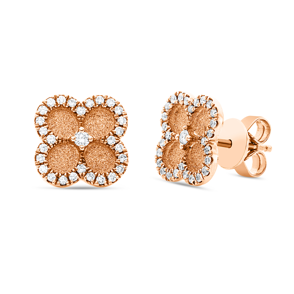 diamond full cut modern woman studs in red gold
