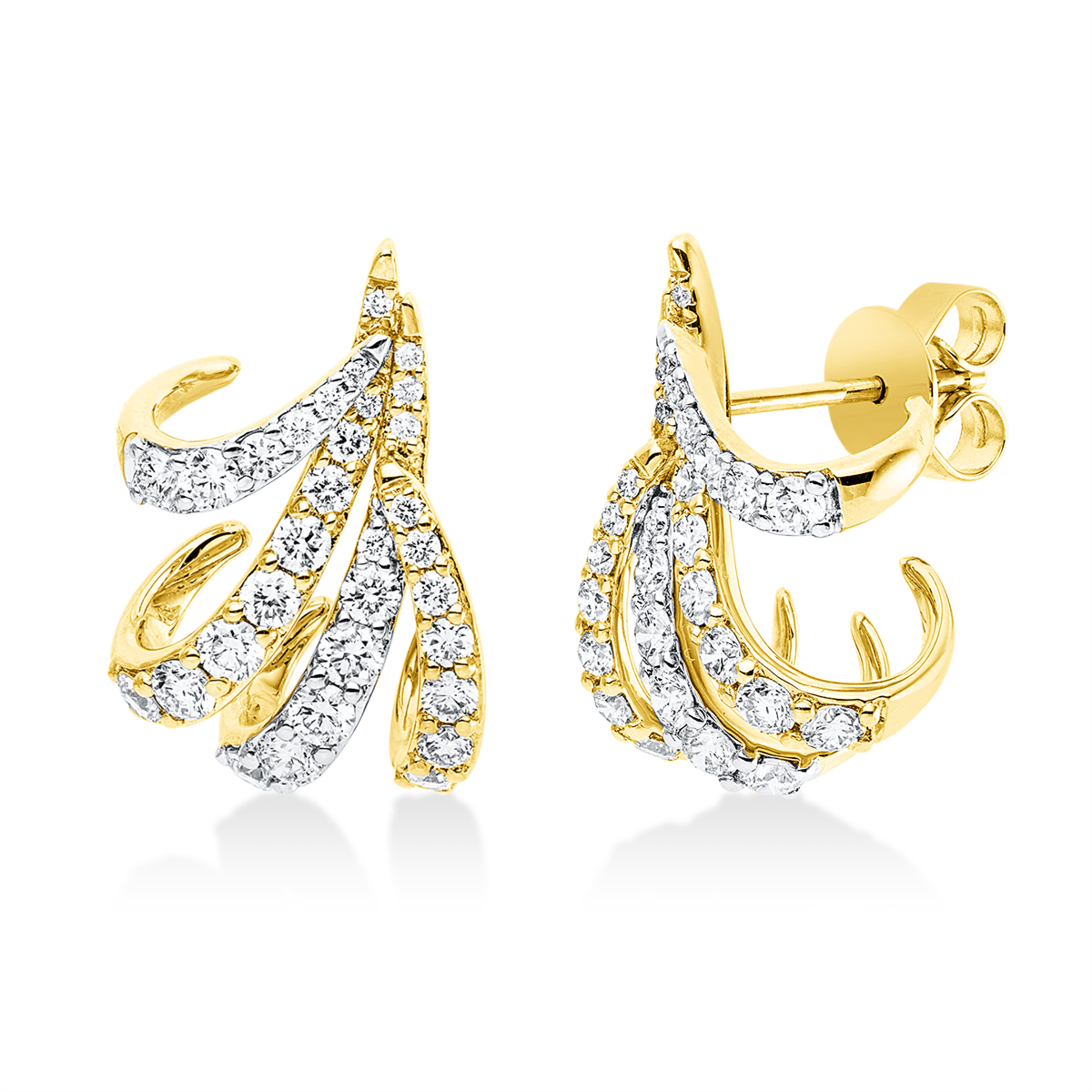 diamond full cut fancy colored diamond studs in yellow gold