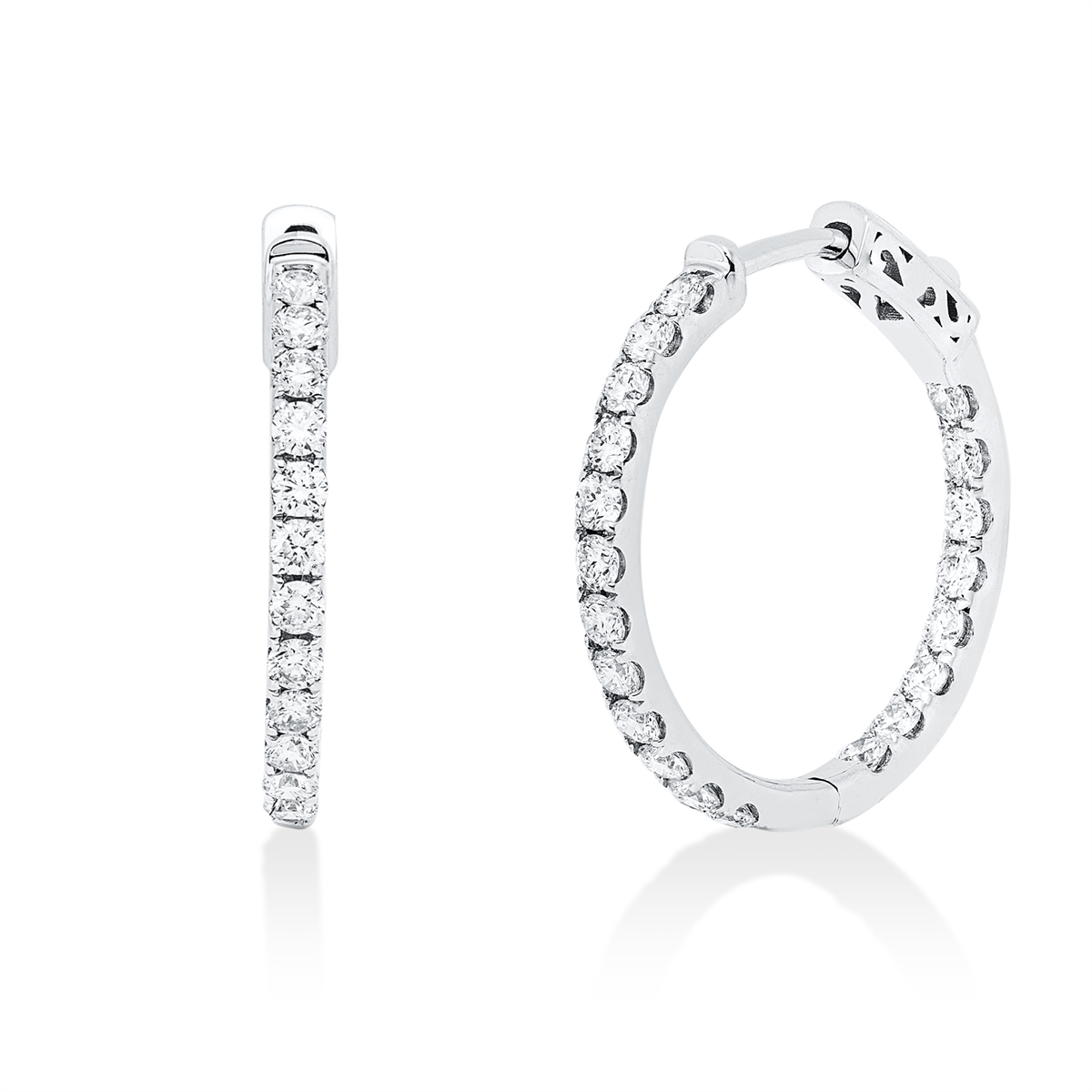 diamond full cut multi-stone hoops & huggies in white gold