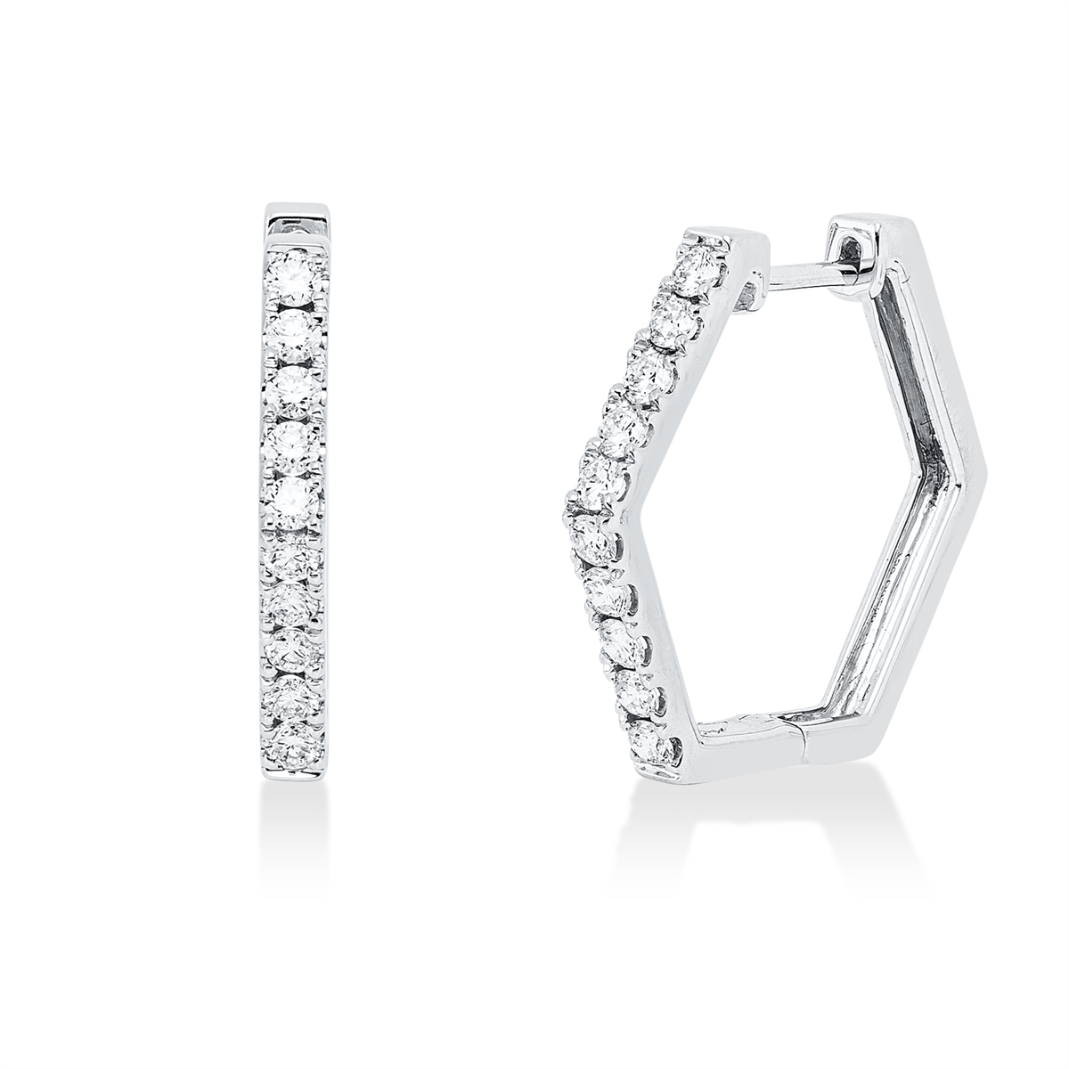 diamond full cut modern woman hoops & huggies in white gold
