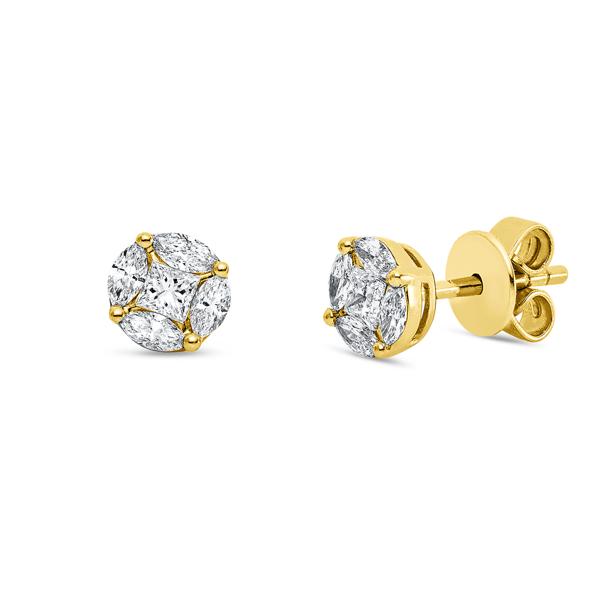 marquise illusion classic studs in yellow gold