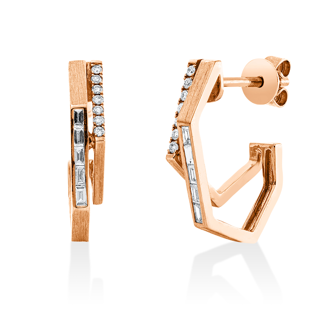 baguette baguette studs in yellow gold