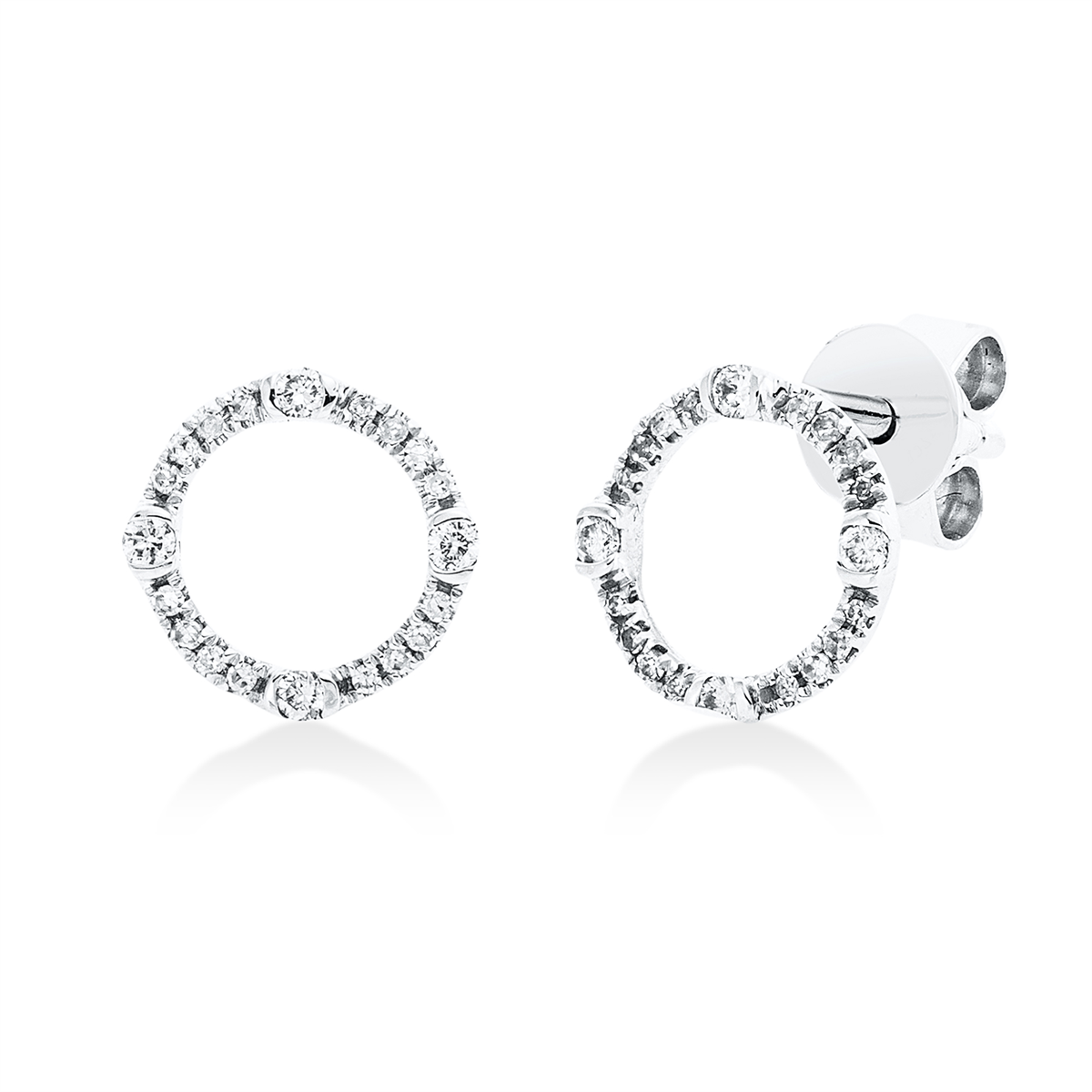 diamond full cut modern woman studs in white gold