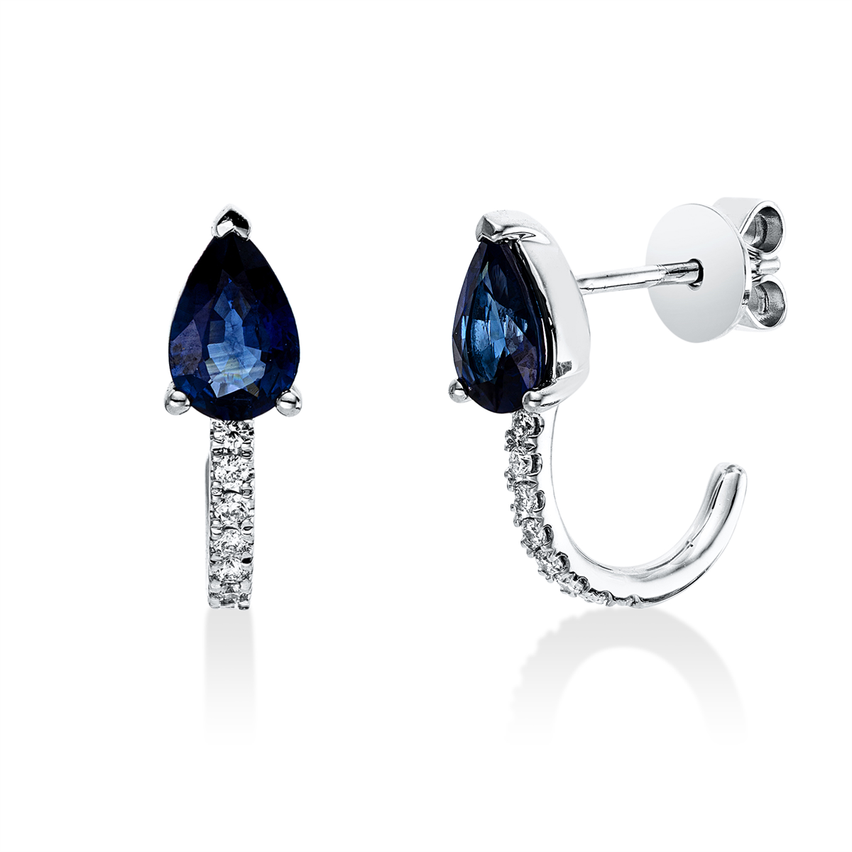 diamond full cut sapphire colored stone classic studs in white gold