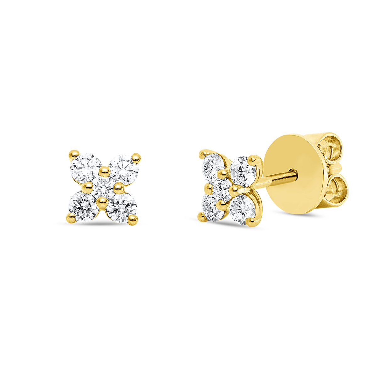 diamond full cut modern woman studs in yellow gold