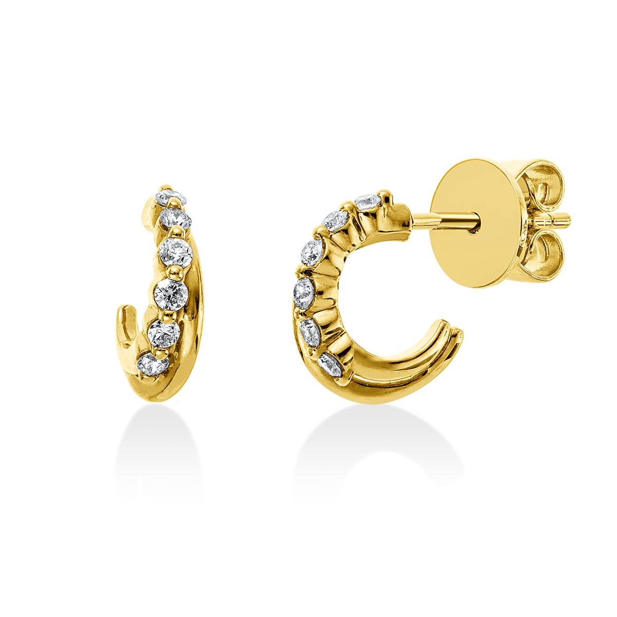 diamond full cut modern woman studs in yellow gold