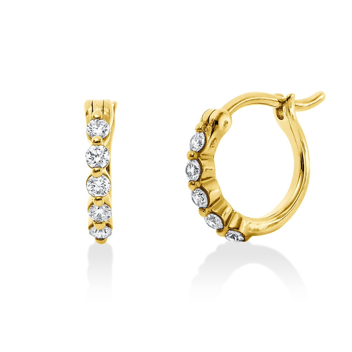 diamond full cut modern woman hoops & huggies in yellow gold