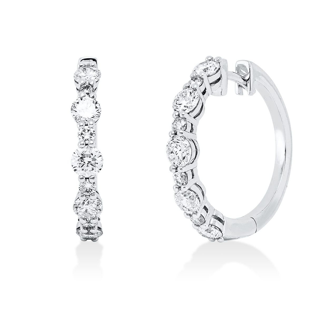 diamond full cut modern woman hoops & huggies in white gold