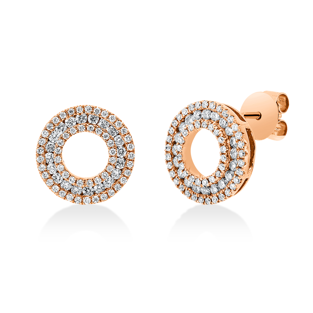 diamond full cut pavé studs in red gold