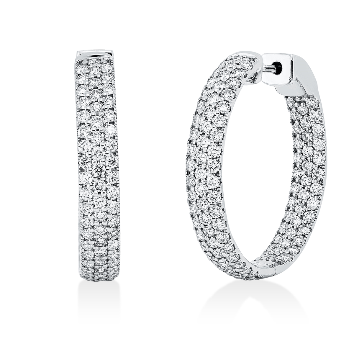 diamond full cut exclusive hoops & huggies in white gold