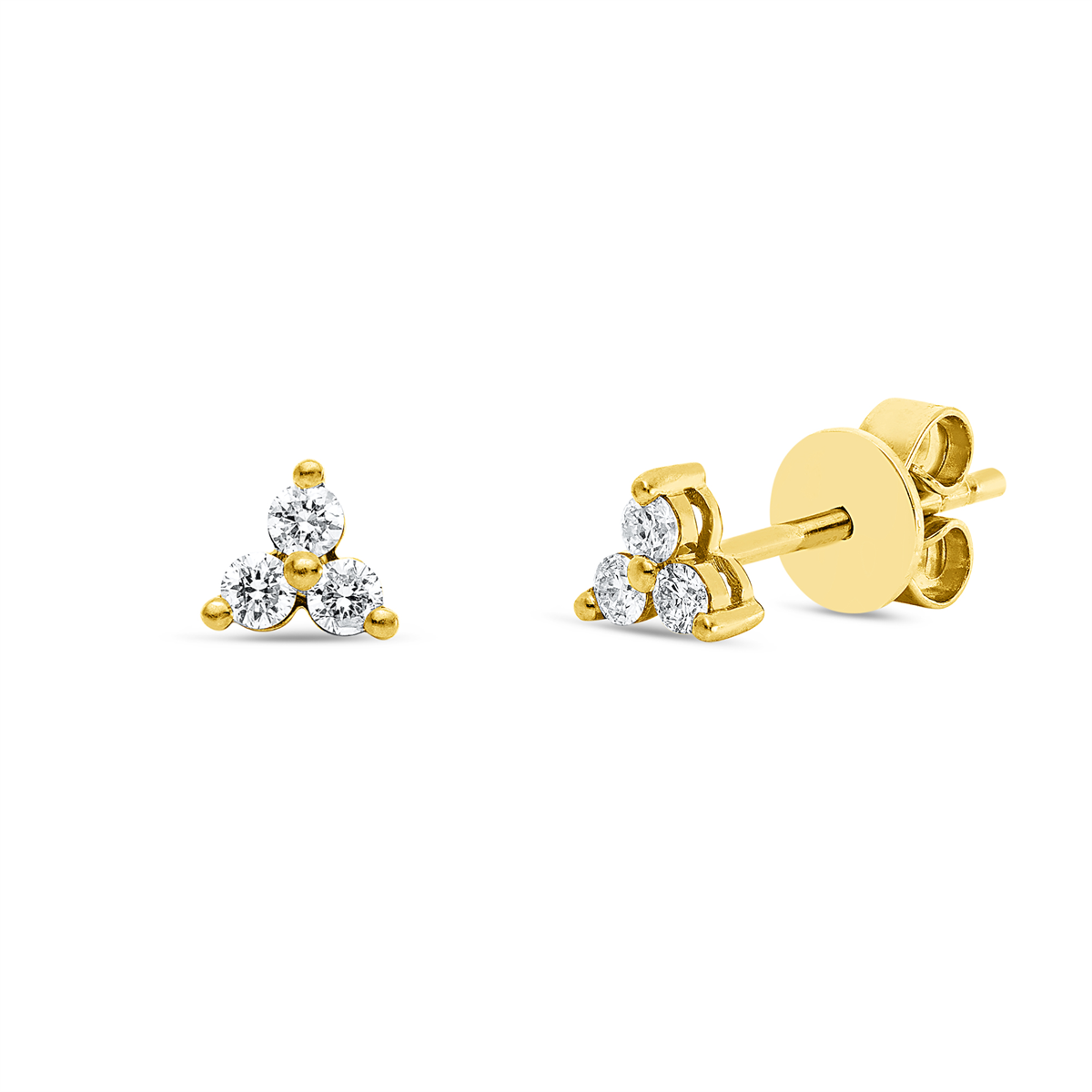 diamond full cut modern woman studs in yellow gold