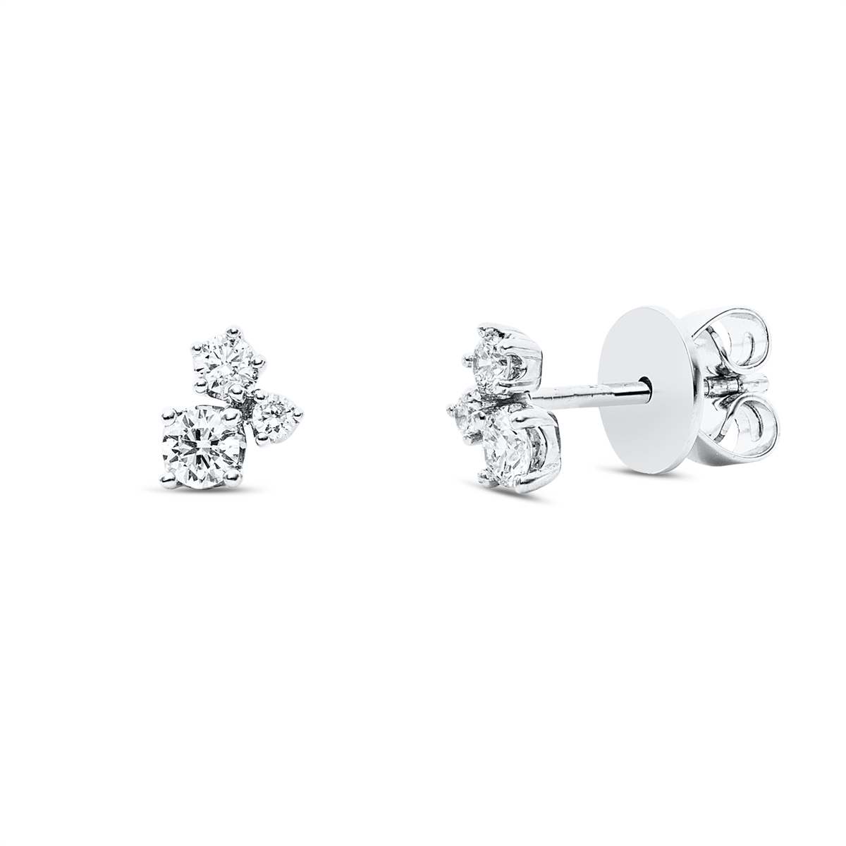 diamond full cut modern woman studs in white gold
