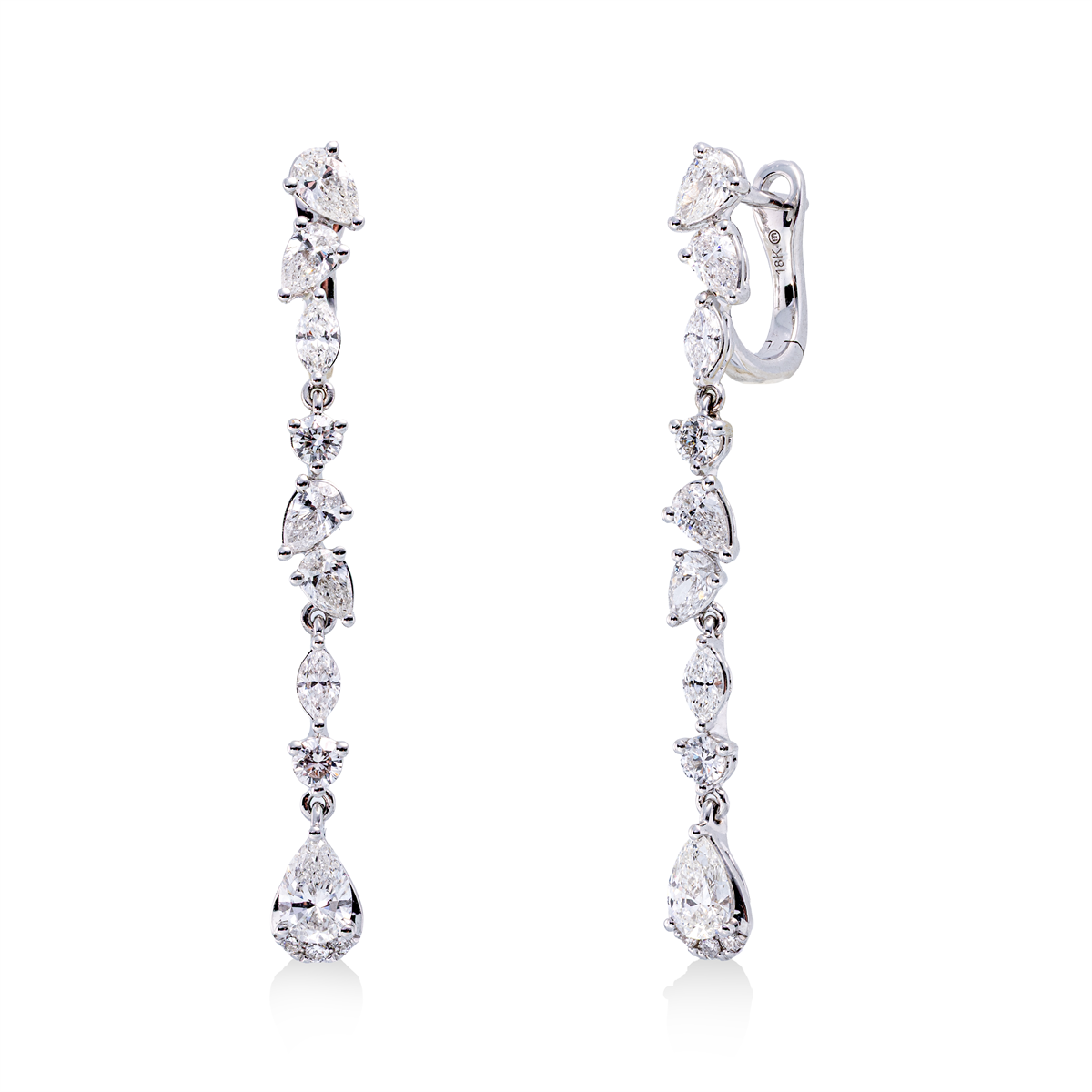 pear shape modern woman earrings in white gold