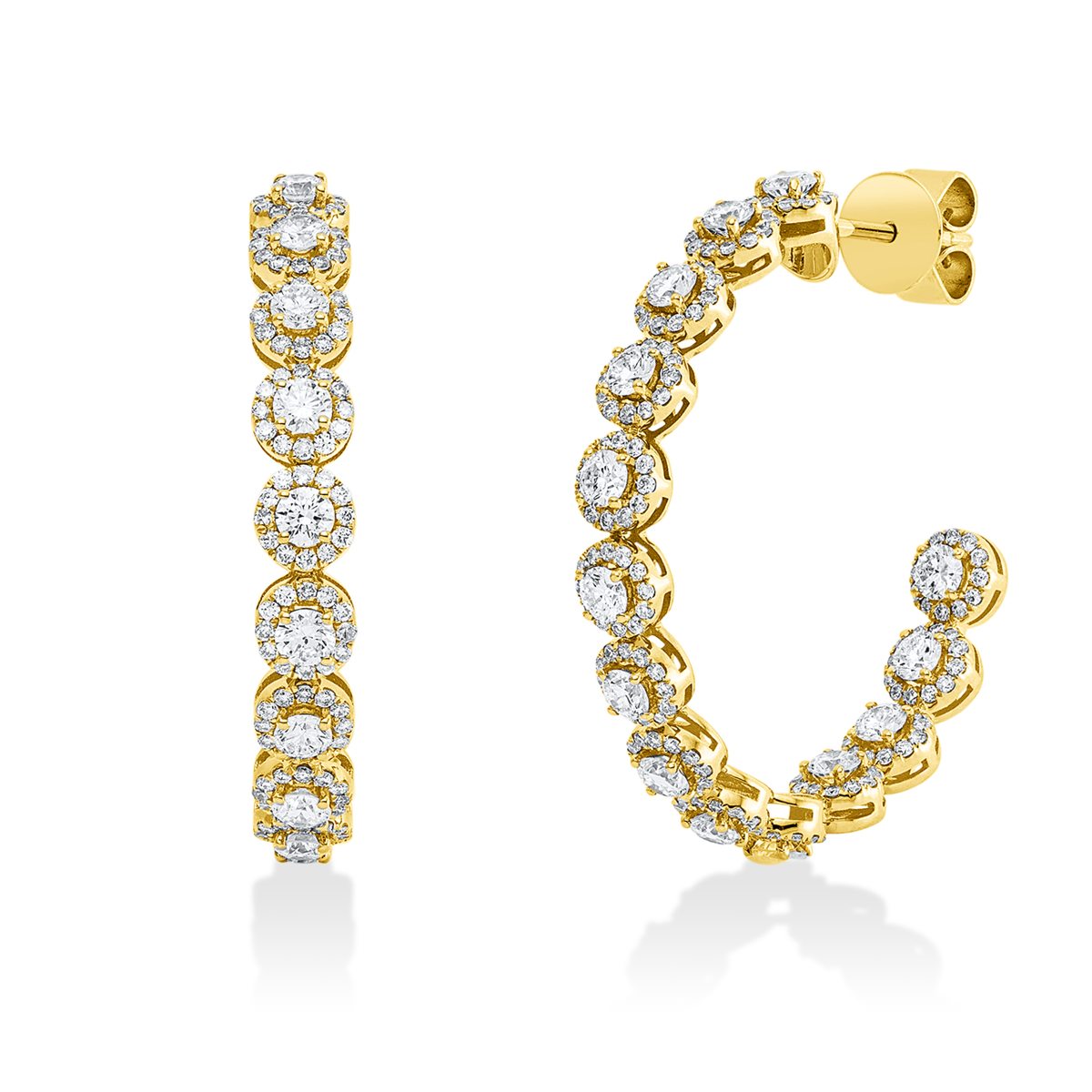 diamond full cut multi-stone earrings in yellow gold