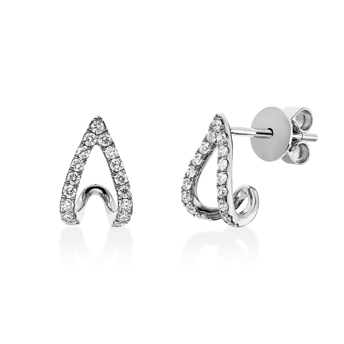 diamond full cut modern woman studs in white gold