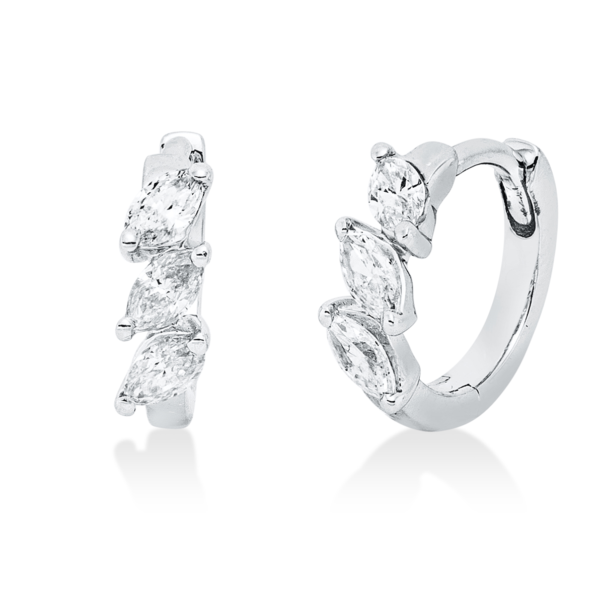 marquise modern woman hoops & huggies in white gold