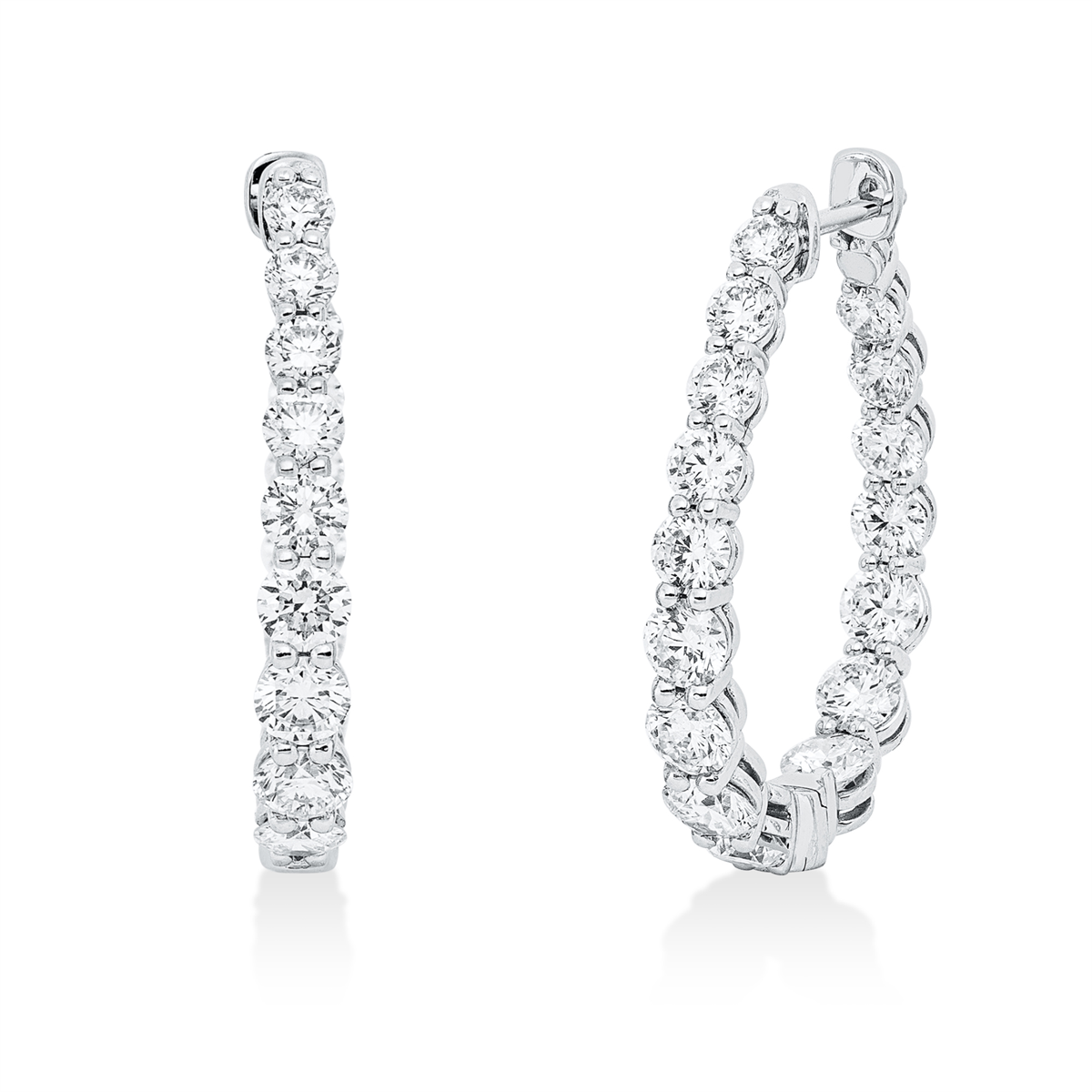 diamond full cut modern woman hoops & huggies in white gold