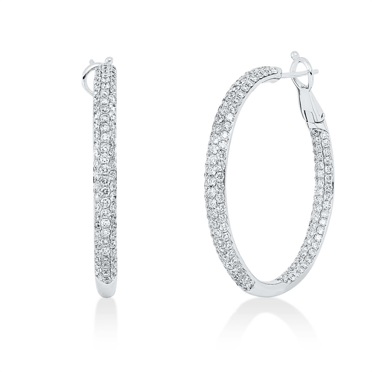 diamond full cut pavé earrings in white gold