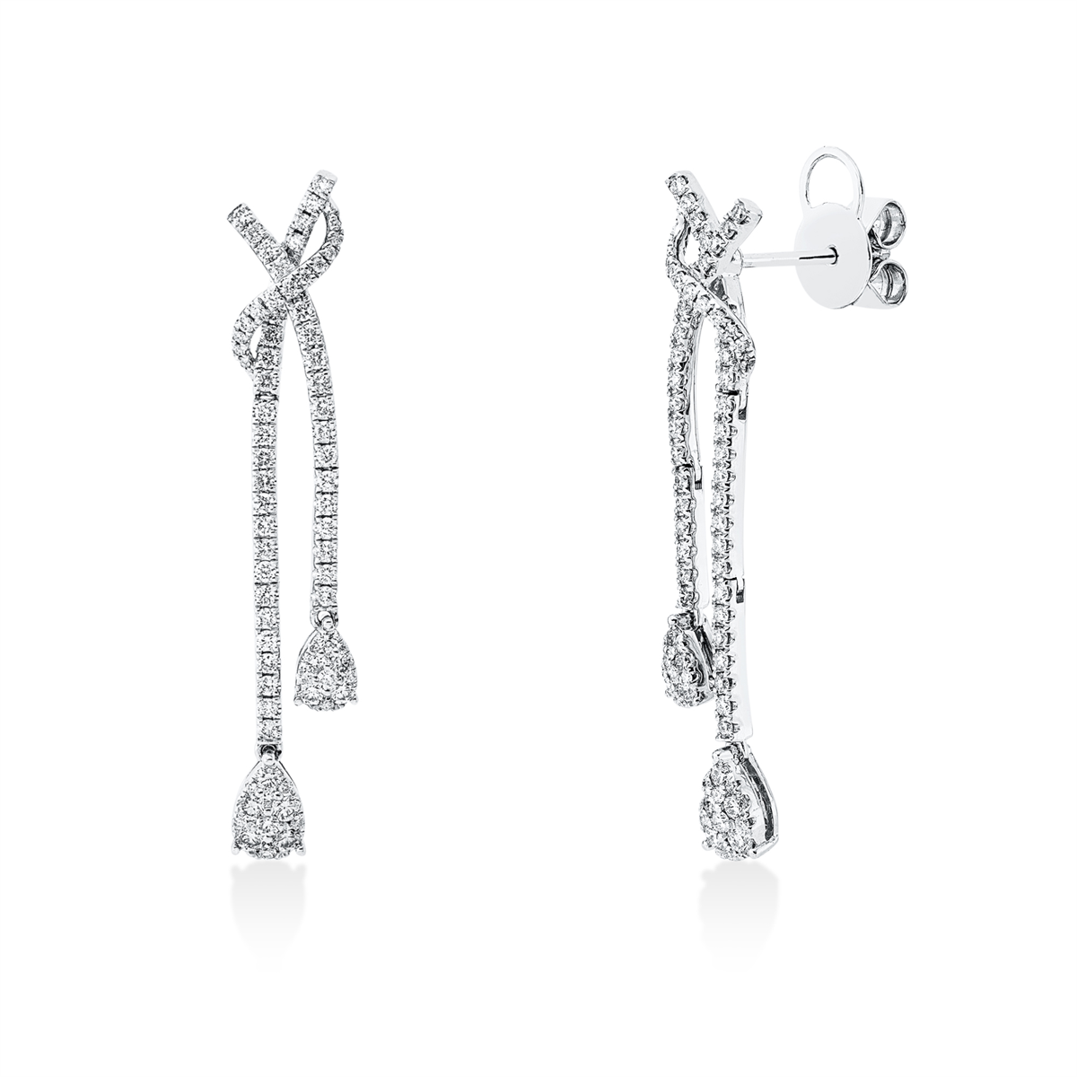 diamond full cut modern woman earrings in white gold