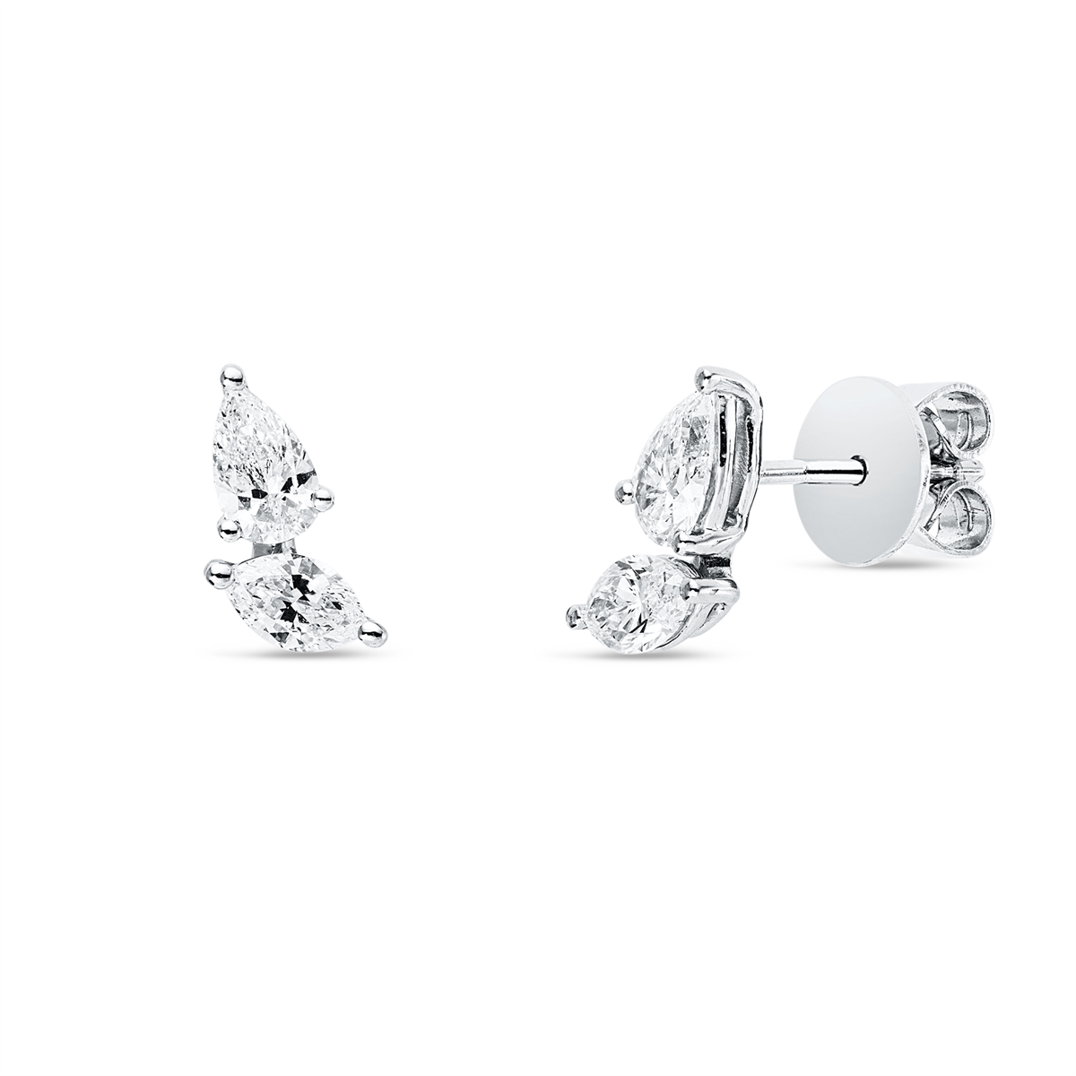 pear shape modern woman studs in white gold