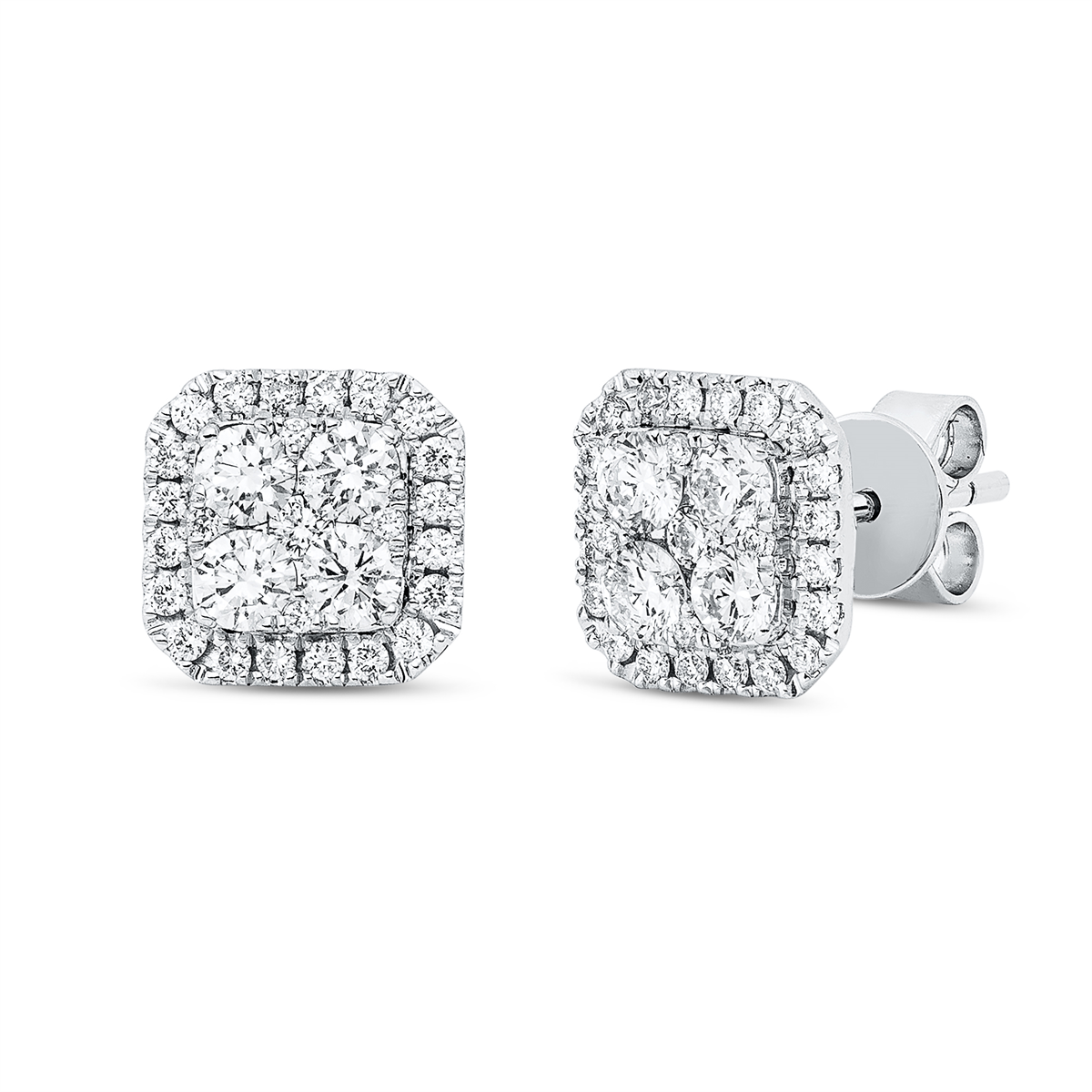 diamond full cut illusion classic studs in white gold