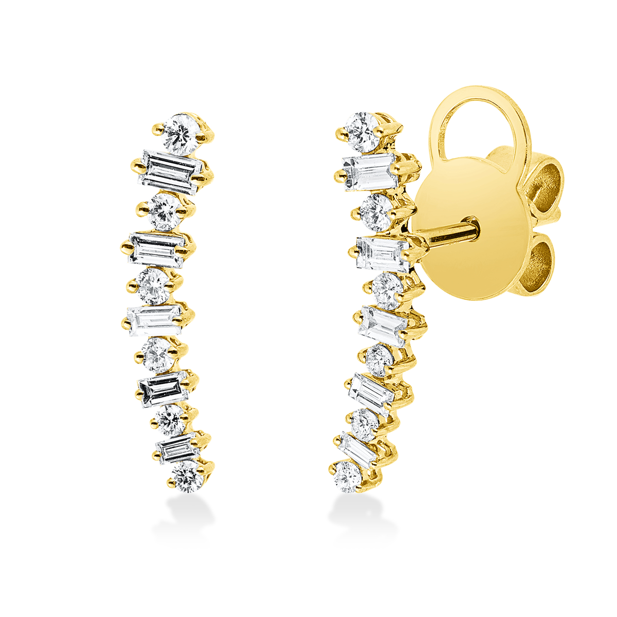 baguette baguette studs in yellow gold