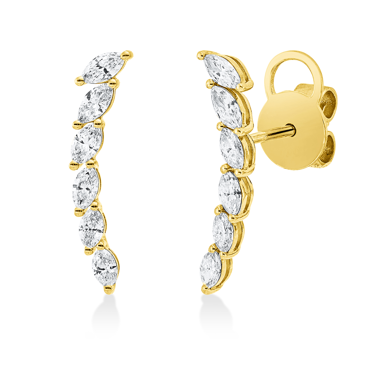 marquise modern woman studs in yellow gold