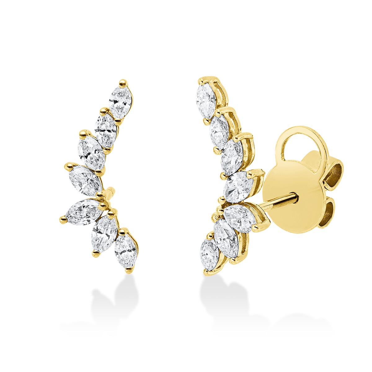 marquise modern woman studs in yellow gold