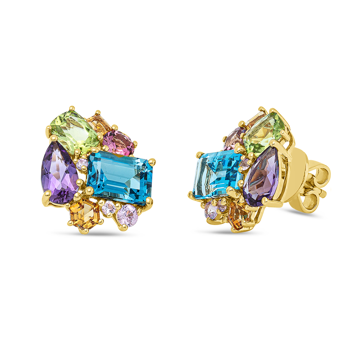 colored stone fashion studs - 2Y132