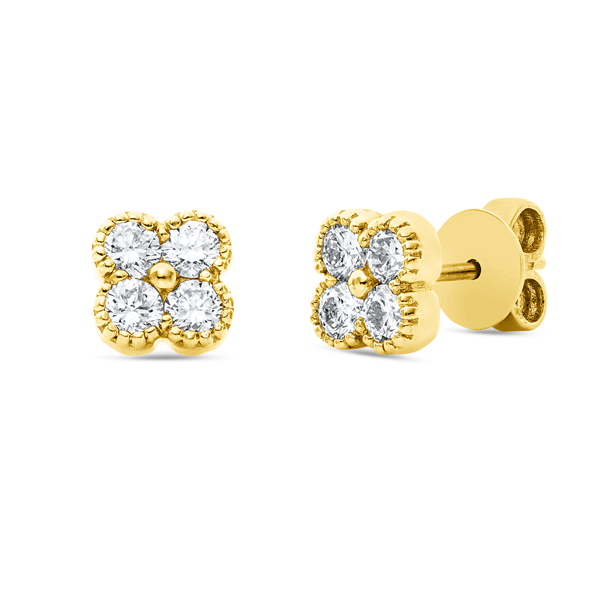 diamond full cut illusion classic studs in yellow gold
