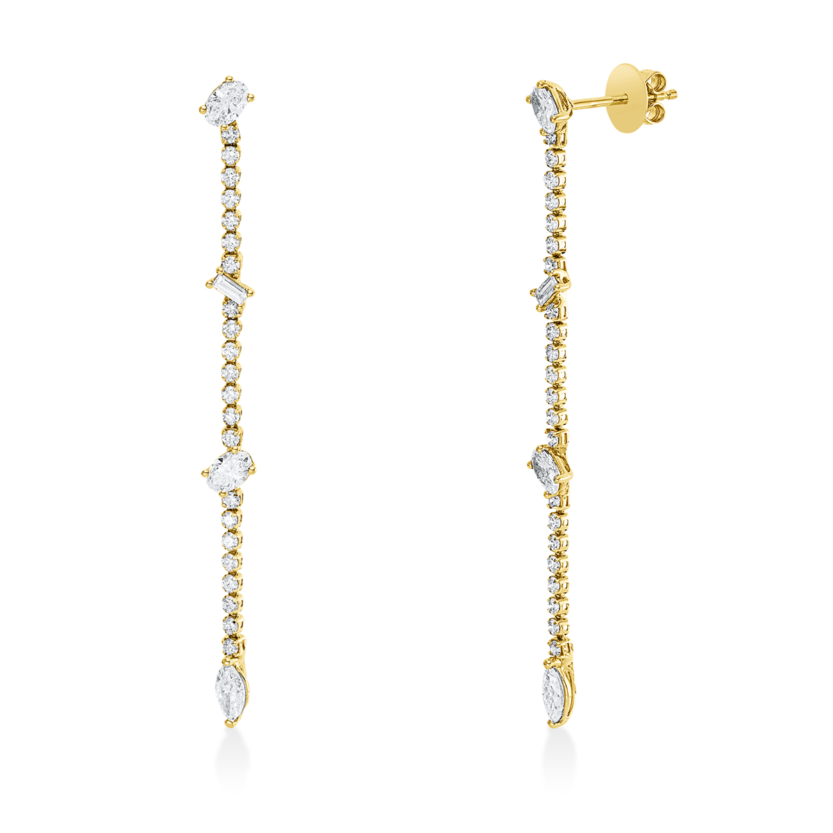 diamond full cut multi-stone earrings in yellow gold