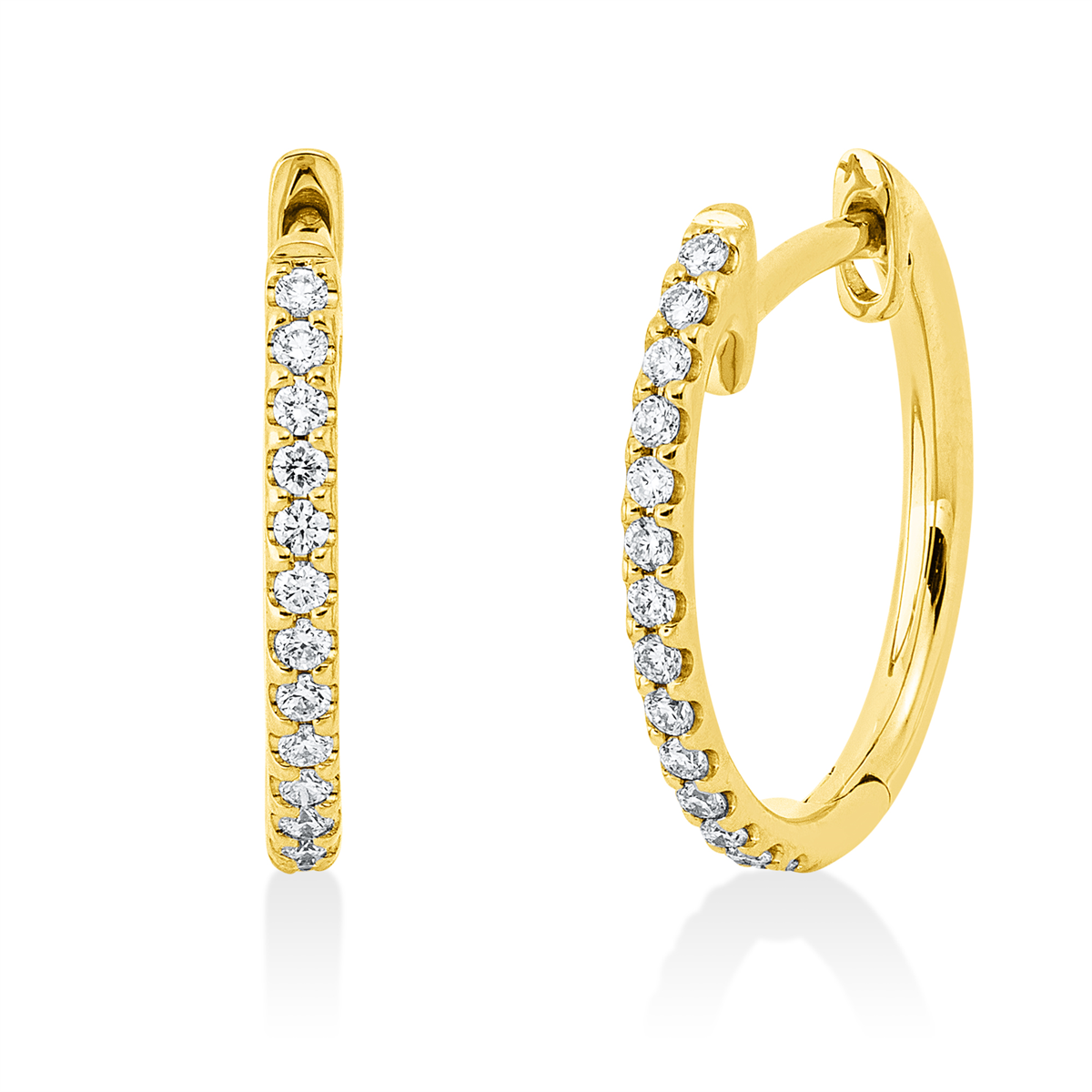 diamond full cut modern woman hoops & huggies in yellow gold