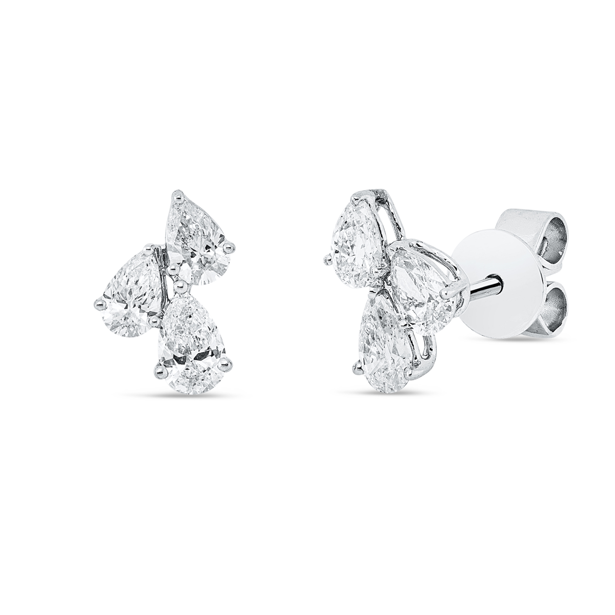 pear shape colored stone classic studs in white gold